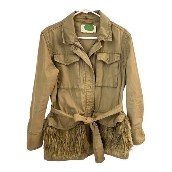 Anthropologie Jackets & Blazers - Anthropologie Utility Faux Fur Pockets Jacket Cotton Boho Fall Statement XS